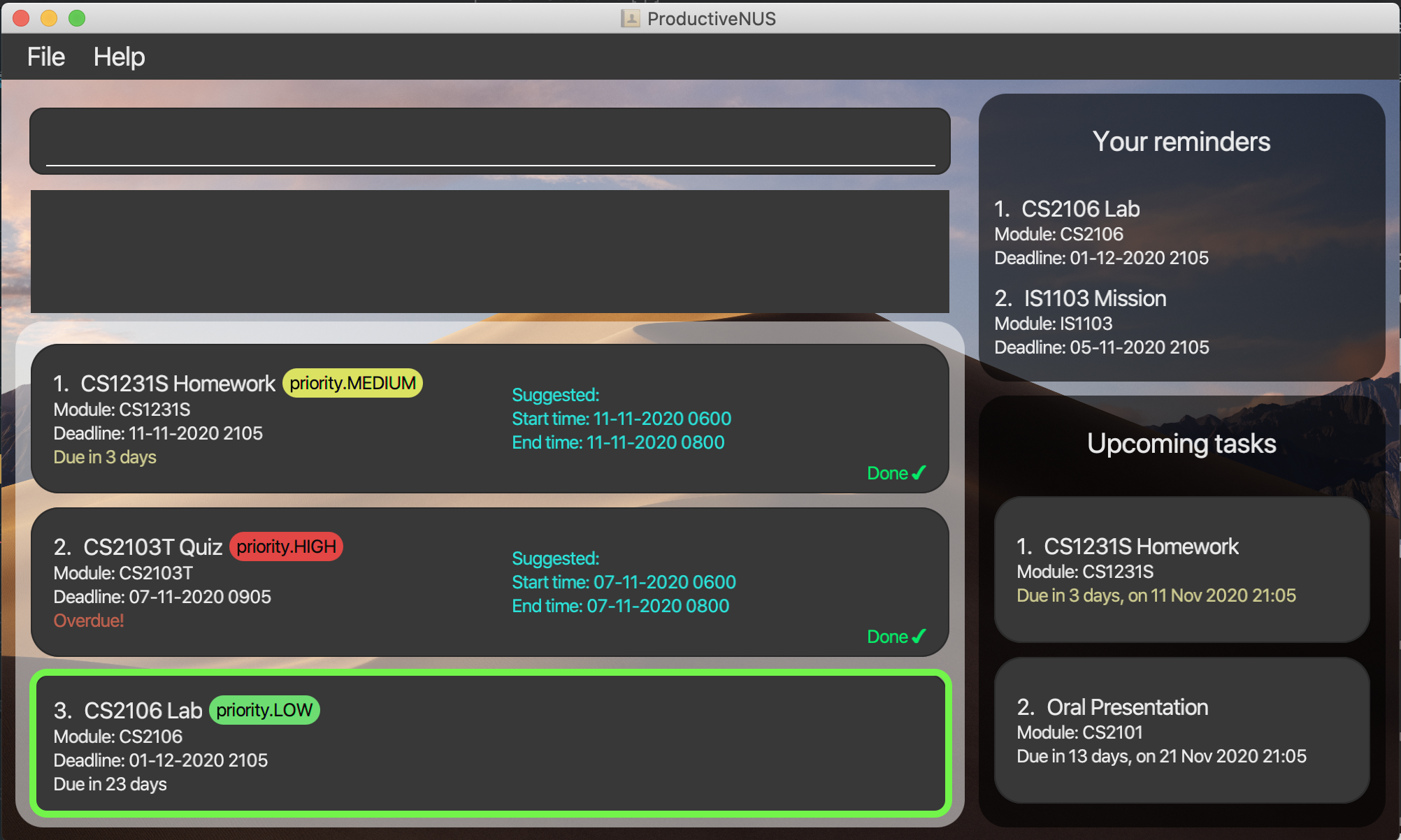 UserGuideScheduleCommand