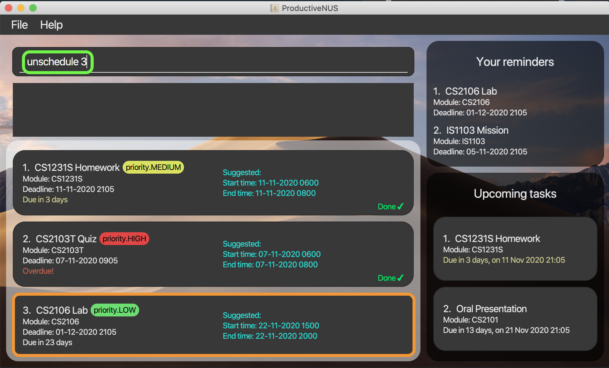 UserGuideUnscheduleCommandInput